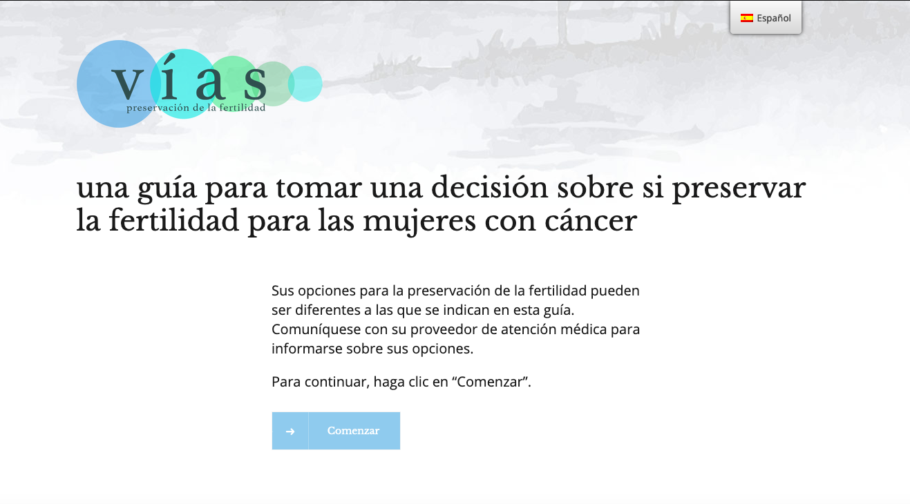 Pathways home screen in Spanish.