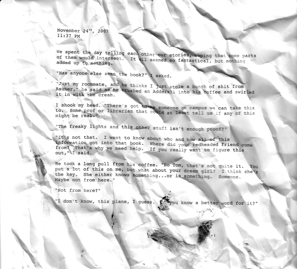 Photographed journal pages from the early Veil project